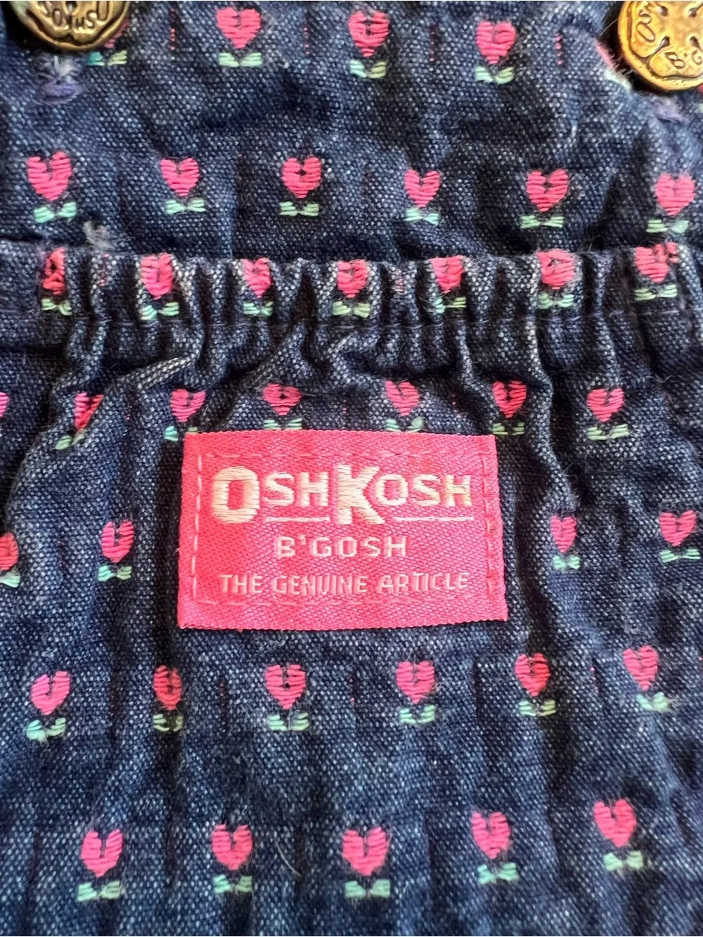 Vintage OshKosh B'gosh Denim Floral Tulip Overalls - Size 4